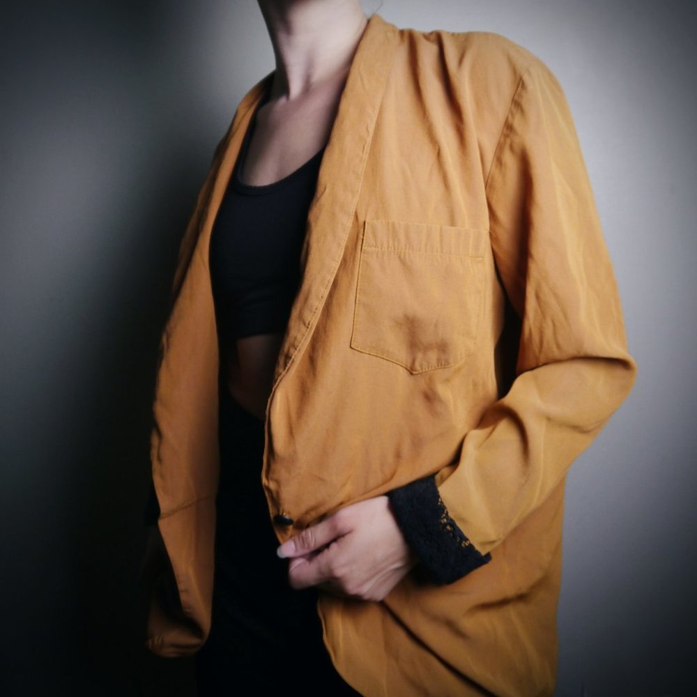 VINTAGE Golden Loose Blazer Blouse | Size M